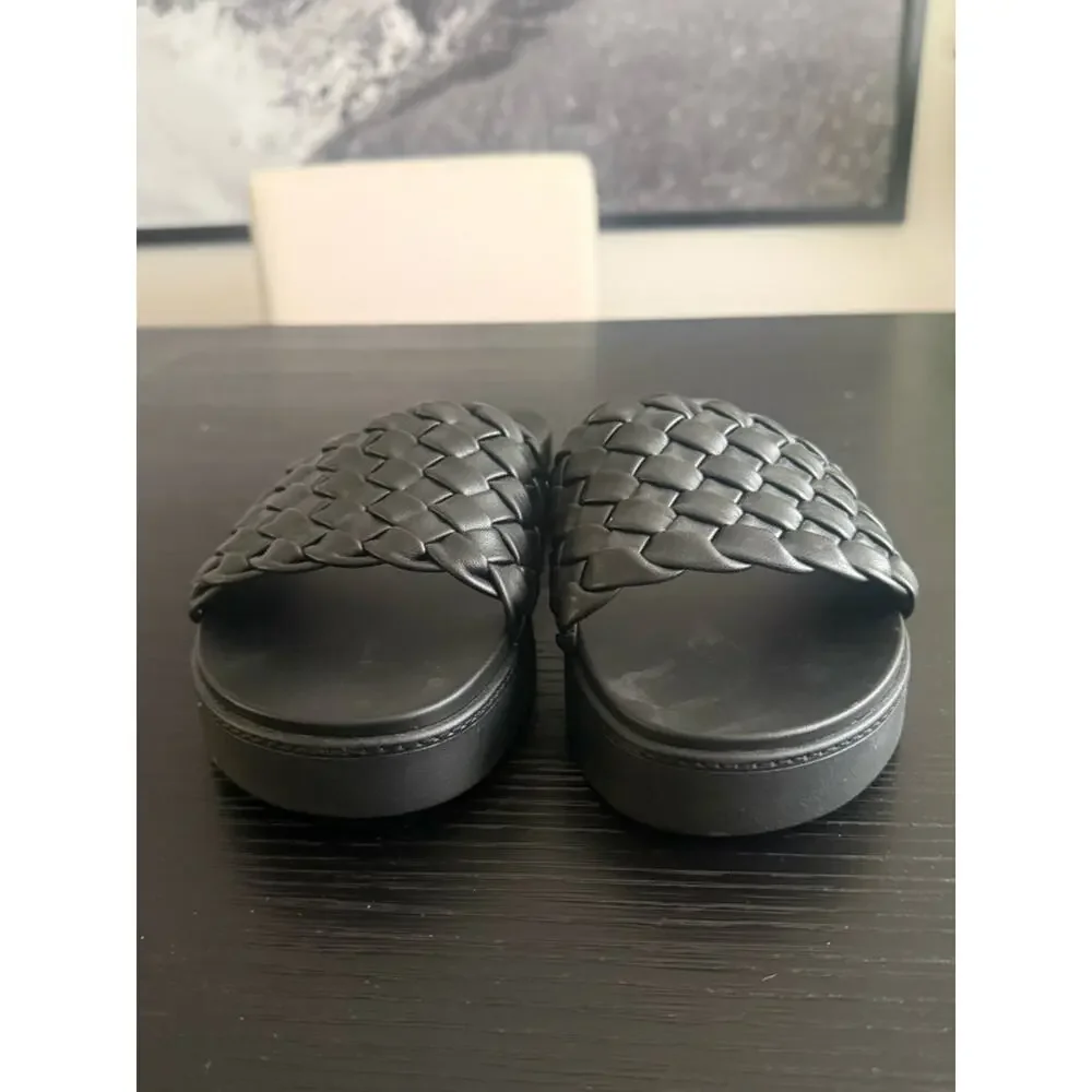 NWOT LimeLight Black Woven Platform Slides Sandals Rubber Shoes Size 11